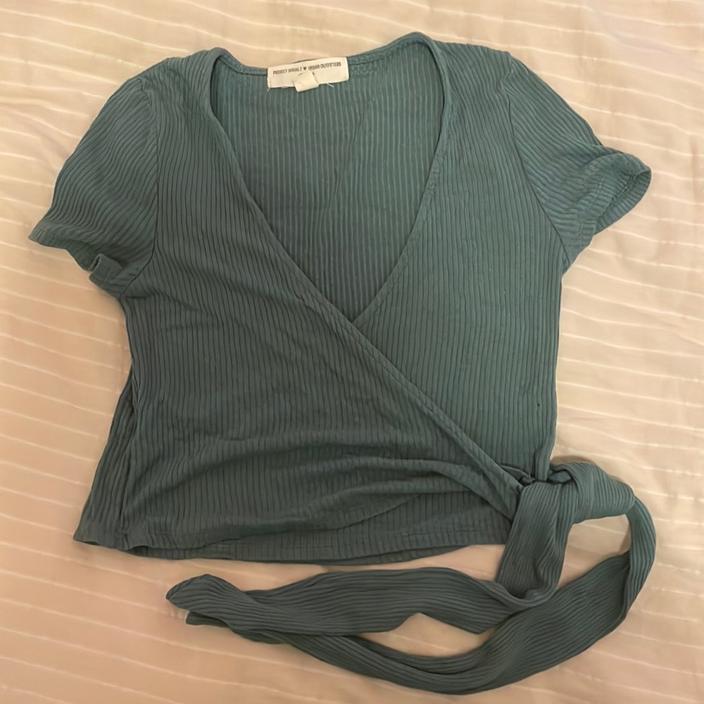 Sage green wrap top